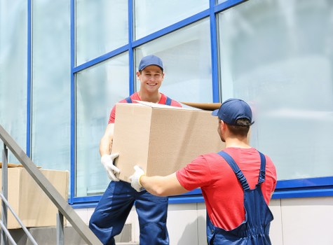Careful loading of office items during a local move