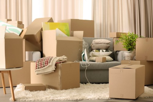 Preparing desks and boxes for an office relocation